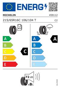 Efficiency label - MICHELIN, AGILIS51 215/65R16C